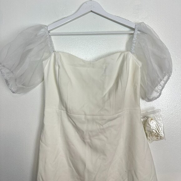 FRENCH CONNECTION Whisper Puff Sleeve Dress in Summer White Size US 8 - Picture 3 of 8